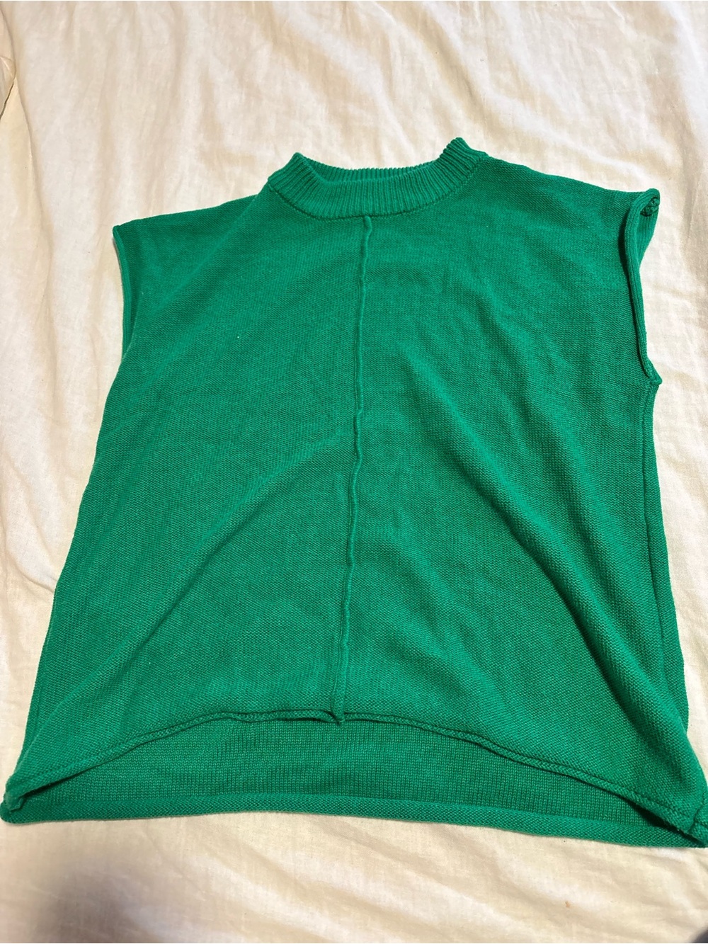 Green Knit Sleeveless Shell Top